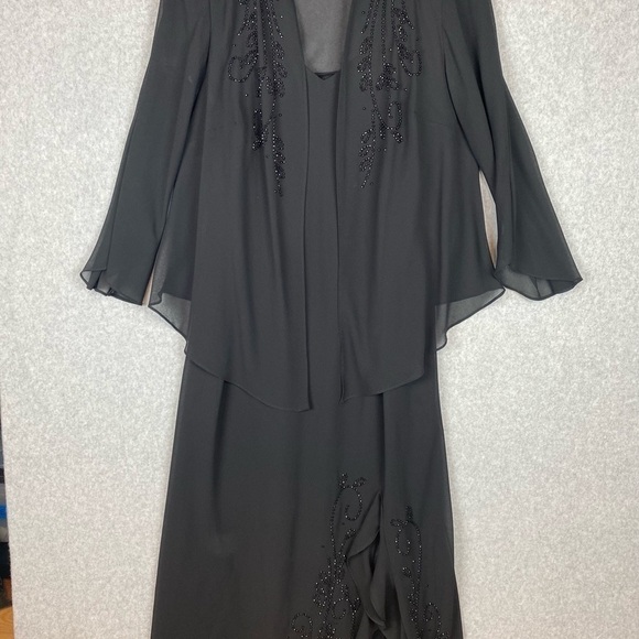 R&M Richards Black Evening Dress with Jacket Sz 18W - Picture 2 of 14